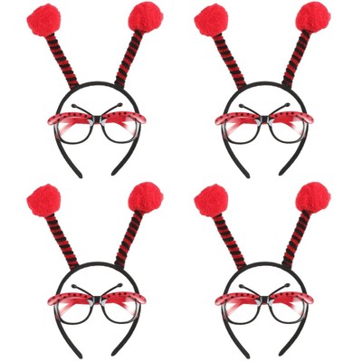  4 Sets Cartoon-Stirnband Marienkäfer-Kostüm Cosplay Haarband Partybrille