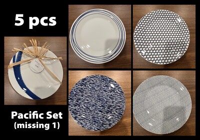 Royal Doulton Pacific Blue Collection Mixed Pattern Plates, 5pcs/Missing 1 Plate