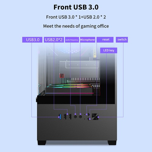 Transparent Desktop PC Case Computer Tower For M-ATX ITX Motherboard 240mm F _xi - Photo 3/14