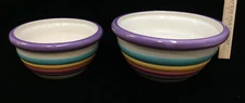 Mixing Serving Bowls Nesting Colorful Ribbed Ceramic 9" & 7" Set 2 Special Place