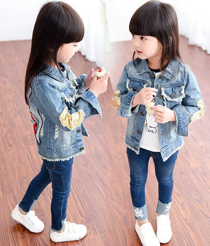 Sequin Toddler Kid Girl Jean Jacket Outdoor Travel School Denim Jacket Coat - Picture 7 of 20