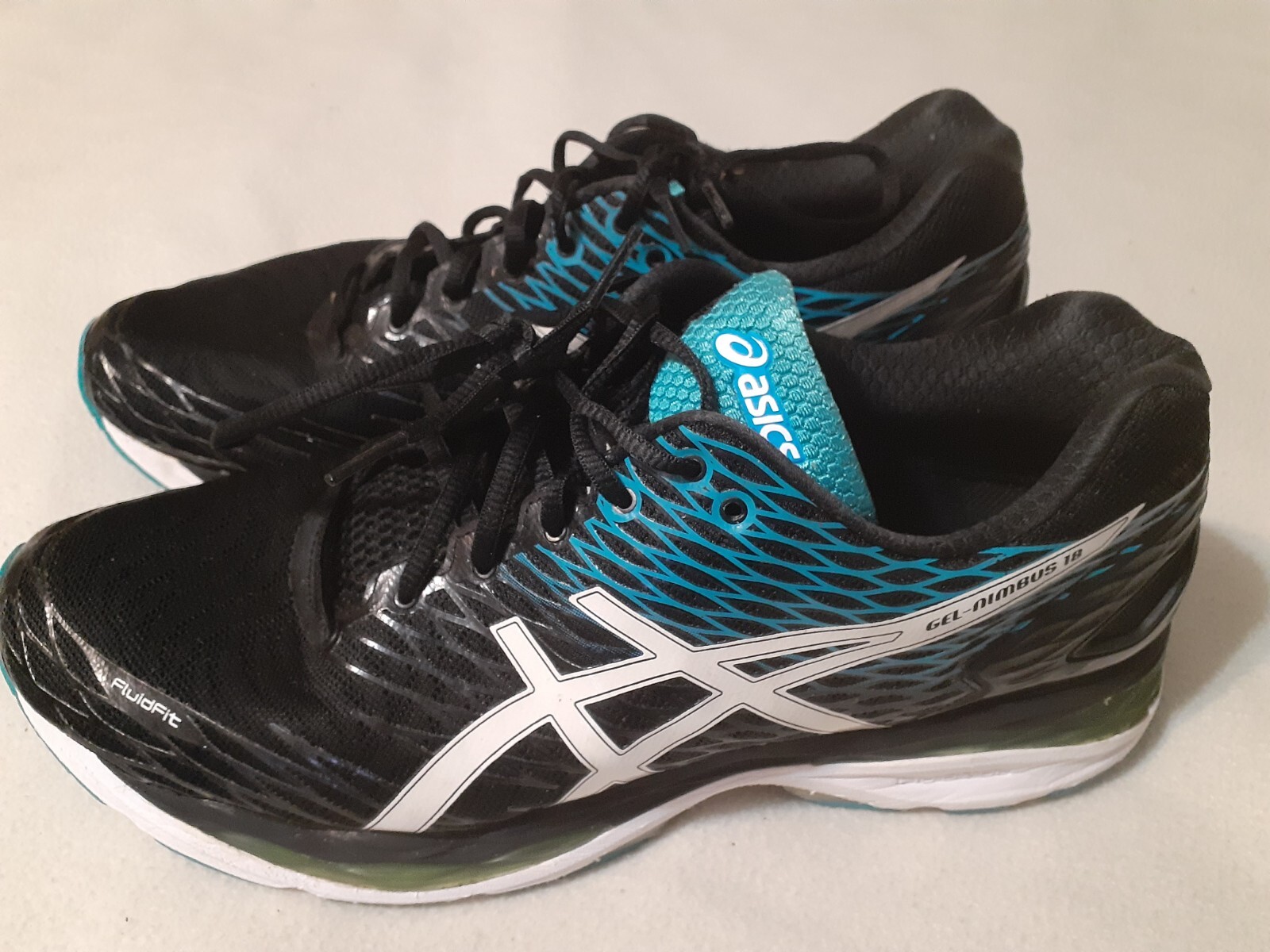 Asics Mens Gel Nimbus 18 T600N Black Blue Running Shoes Sneakers - Main Image