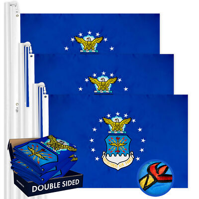 US Air Force Flag 3x5FT 3-Pack Double-sided Embroidered Polyester By G128