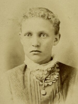 Antique Photo CDV Young Woman Lace Choker Pocket Watch Necklace Adrian  Michigan