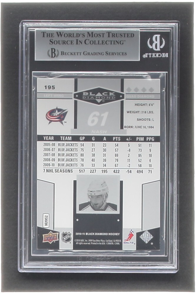 Rick Nash 2010-11 Upper Deck Black Diamond 195 Blue Jackets Hockey Card (BGS 9) - Picture 2 of 2