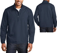 Mens Pullover 1/4 Zip Zephyr Jacket Wind & Water Resistant Navy Size:Large NEW!