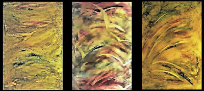 PAINTING,'' TRIO OF OIL ABSTRACTS'',ON CANVAS,ABSTRACT EXPRESSIONISM-FREE SHIP!