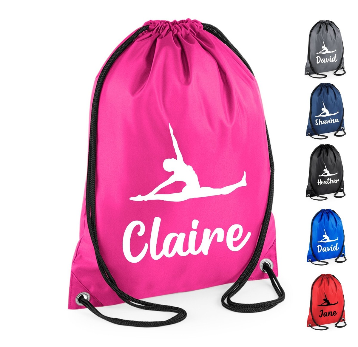 Personalised Name Gymnast Bag Drawstring Gymnastic Club PE Any