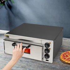 Commercial Kitchen Countertop Pizza Oven Electric Stainless Steel Pan Timer Temp