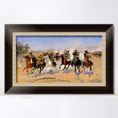 Framed Canvas Giclee Print A Dash for The Timber by Frederic Remington 24''x40''