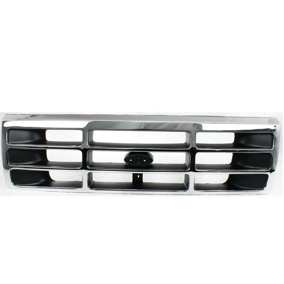 New Grille Chrome Shell and Gray Insert For 1992-1997 Ford F150 F250 F350 Pickup Foto 2 de 4