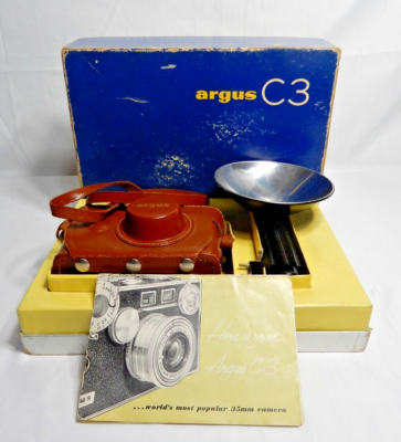 Argus No 112 C-3 35mm Film Rangefinder Camera Working with box