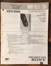 Sony WM-10 ii WM-30 Cassette Service Manual Original 