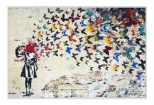 BUTTERFLY BRAINS BANKSY  ART FRAMED POSTER PICTURE PRINT ARTWORK - 4 SIZES
