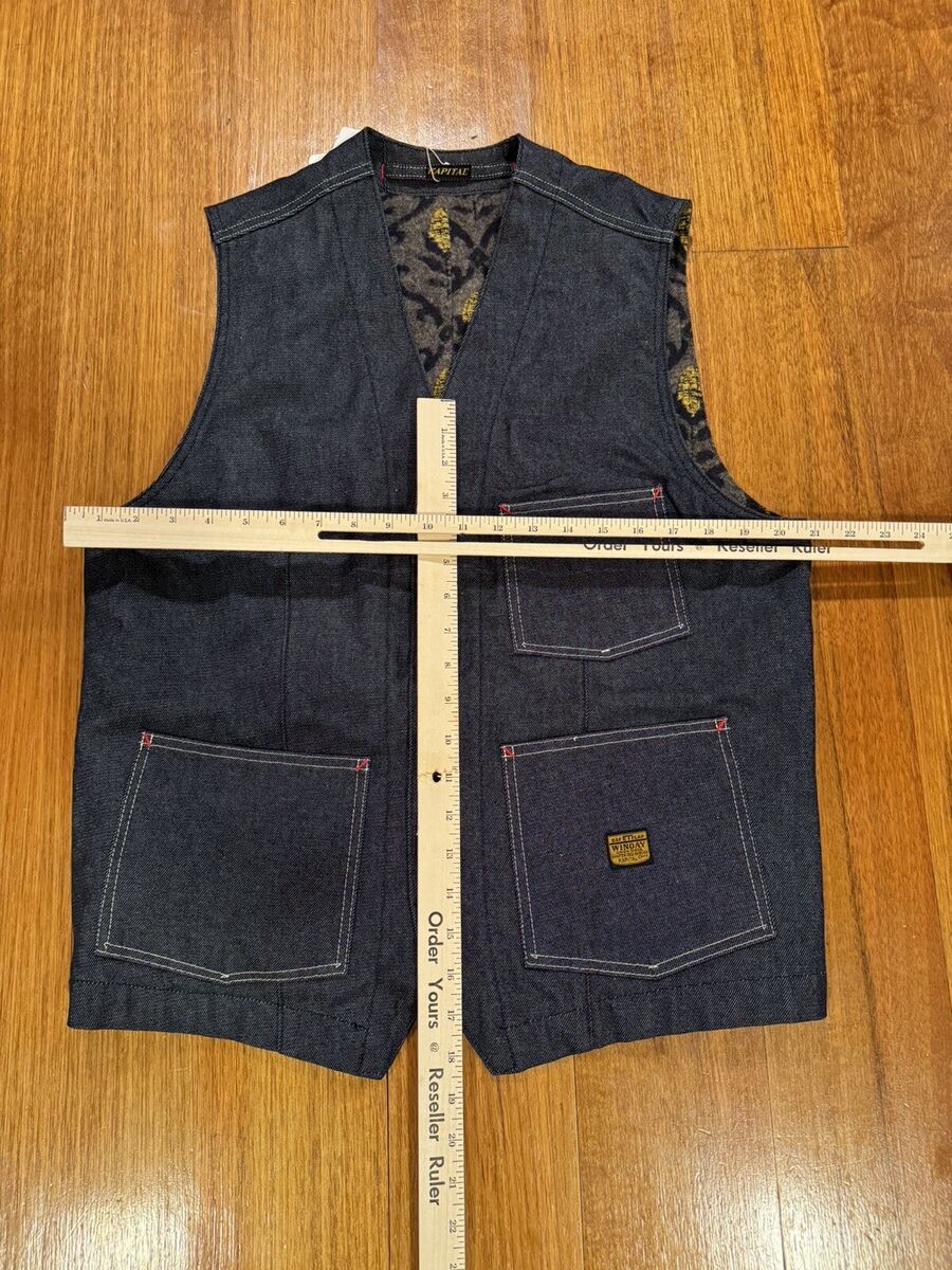 Kapital 13oz Denim Lining Vest Waistcoat Indigo Authentic Kapital 13oz Denim Lining Vest Waistcoat Indigo Authentic