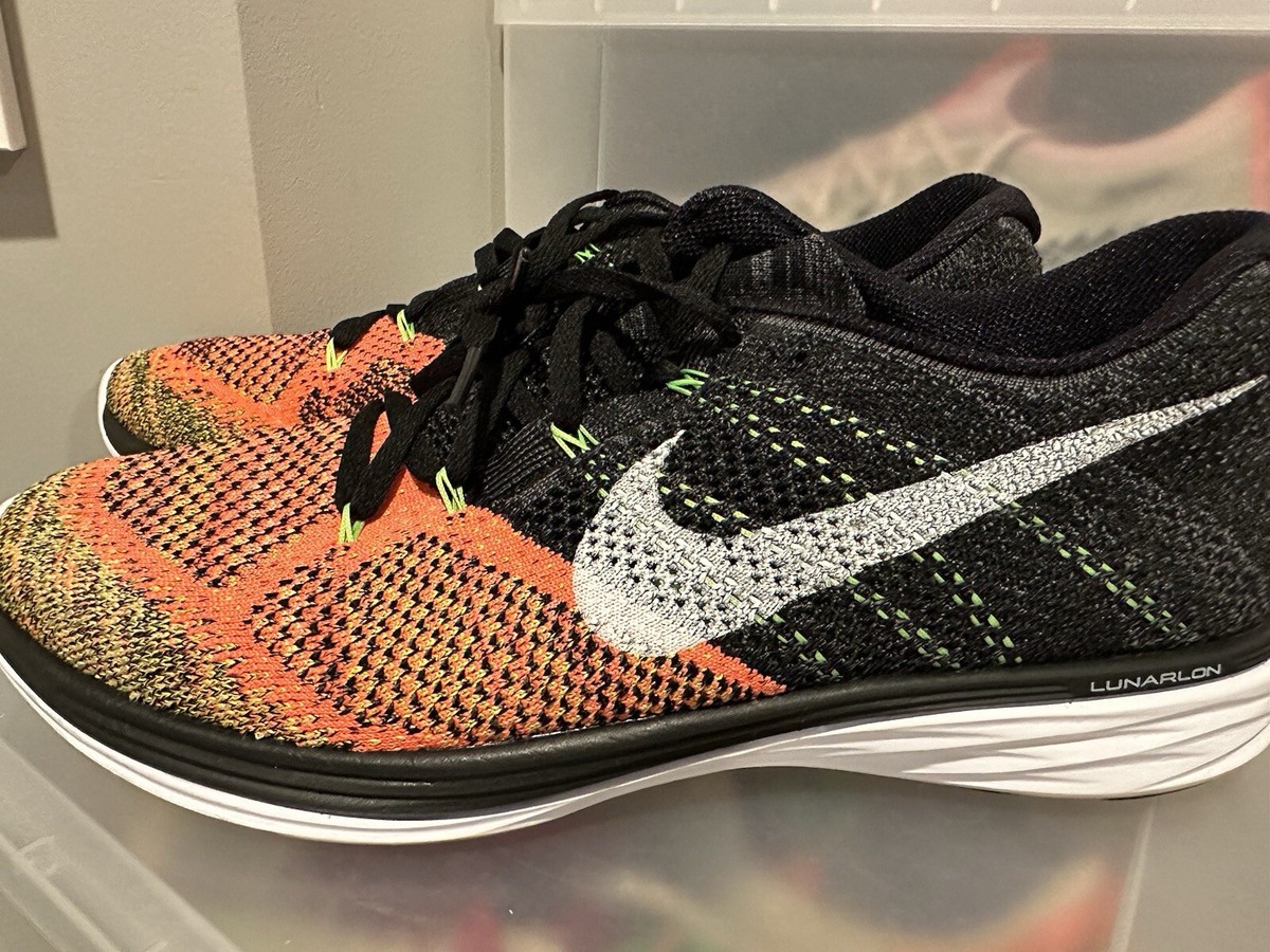 Nike Flyknit Lunar Size 12 Multicolor Running Shoe 698181 -007