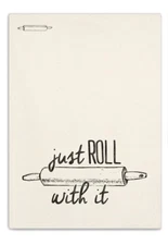 Kitchen Towel Just Roll With It Rolling Pin Cotton Dishtowel Farmhouse Decor