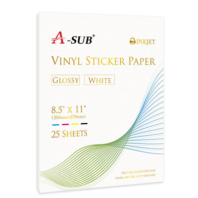 Lot A-SUB Printable Vinyl Sticker Paper Glossy or Matte White / Clear Waterproof