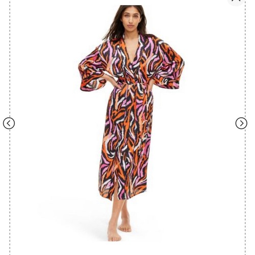 Diane von Furstenberg for Target Women's Satin Disco Zebra XS Robe Pink DVF - Picture 2 of 12