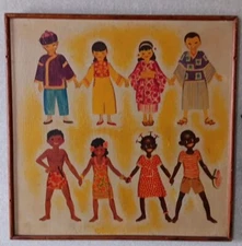 c.1920s Primitive Folk Art Painting Bygone Era American Historical