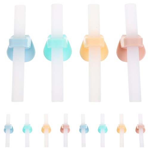 12 Sets Straw Buckle Kids Silicone Straws and Fastener Child Baby