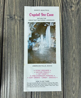 Vintage Idahos Beautiful Crystal Ice Cave Great Rift National Landmark Pamphlet