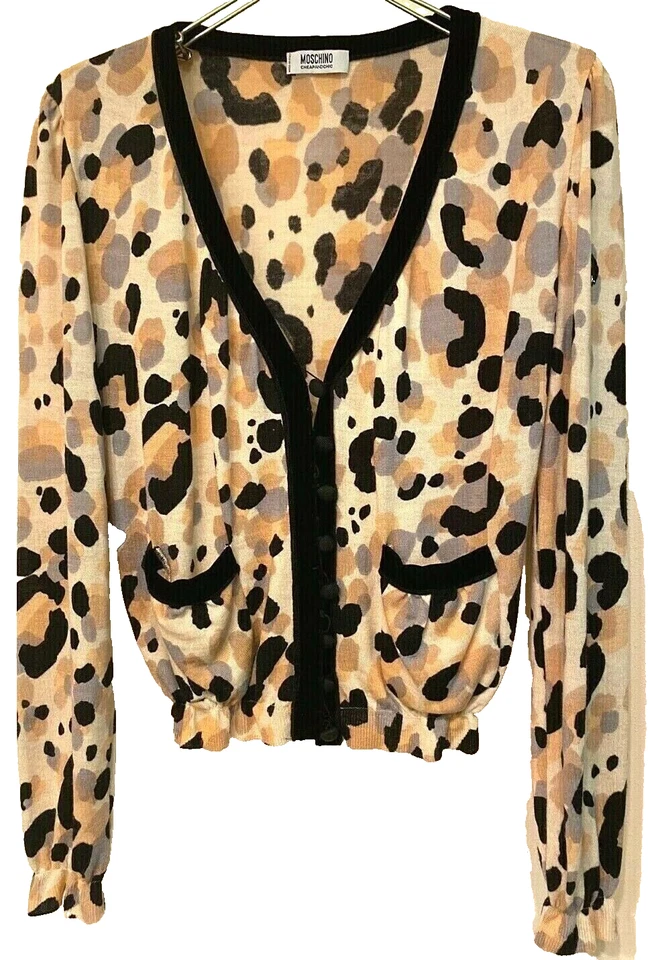 CÁRDIGAN MOSCHINO JERSEY TEJIDO BOTÓN DELANTERO MANGA LARGA talla 8 Hecho en ITALIA Foto 2 de 4