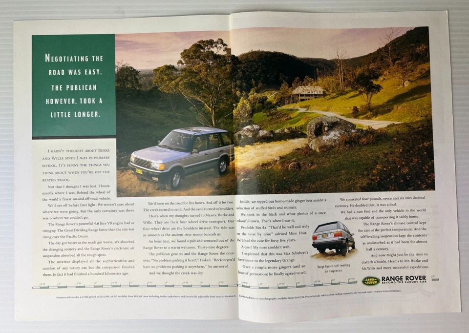 Land Rover Range Rover 2-pg Vintage PRINT AD 1997 Original Magazine Advert - image 1 of 1