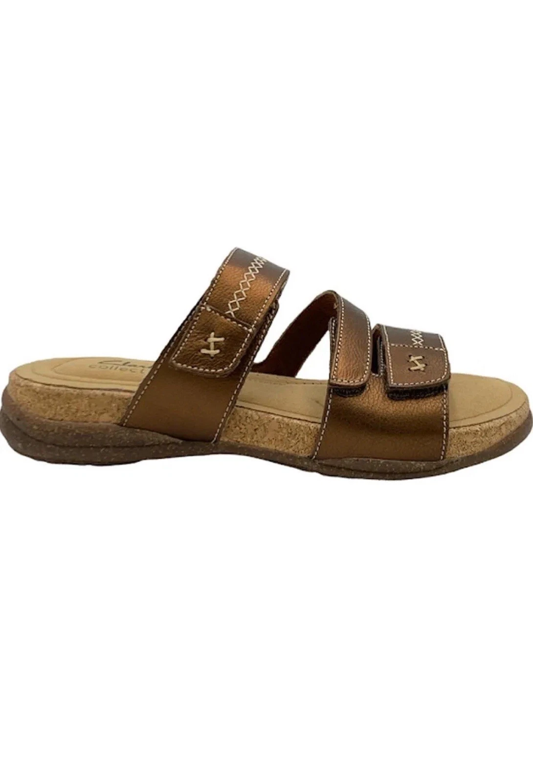 Sandali in pelle Clarks Collection Roseville Bay metallizzati donna taglia 9 M