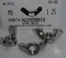 M8-1.25 WING NUTS A2 STAINLESS STEEL (5)