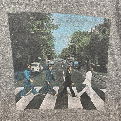 Beatles Shirt Adult Large Gray Abbey Road Rock Band Tee Music