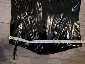 Vintage Ann Summers Black PVC Boned Basque Top Size Small 