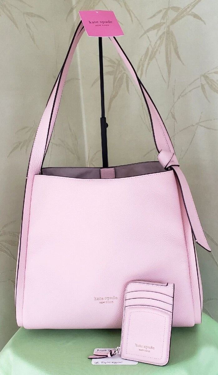 KATE SPADE KNOTT LARGE SHOULDER BAG + ZIP CARDHOLDER (SET):NWT MOCHI PINK