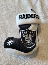 VTG L.A LAS VEGAS RAIDERS LOGO NFL MINI CHRISTMAS STOCKING WEIGHTED TEAM BEANS