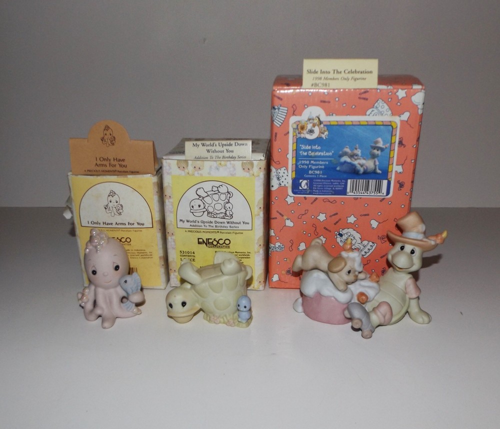 Lot of 3 Vintage Porcelain Enesco Precious Moments Figurines Boxed