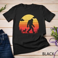 Retro Bigfoot Silhouette Walking Chihuahua Dog Unisex T-shirt