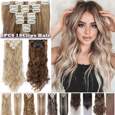 CLEARANCE THICK 100 Natural As Human Hair Extensions Clip In Real Full Head US