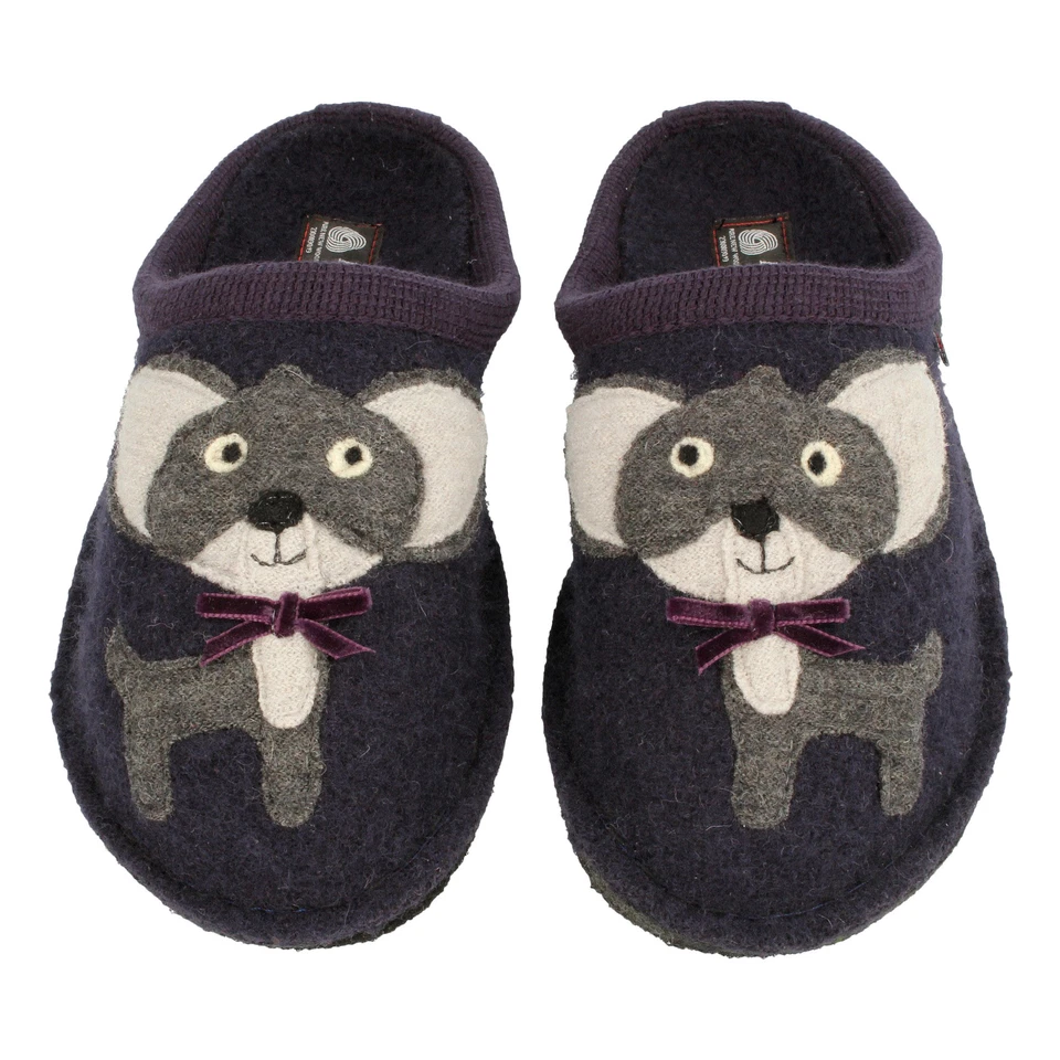HAFLINGER Flair Chihuahua Hausschuhe aus gewalkter Wolle Hundemotiv Unisex