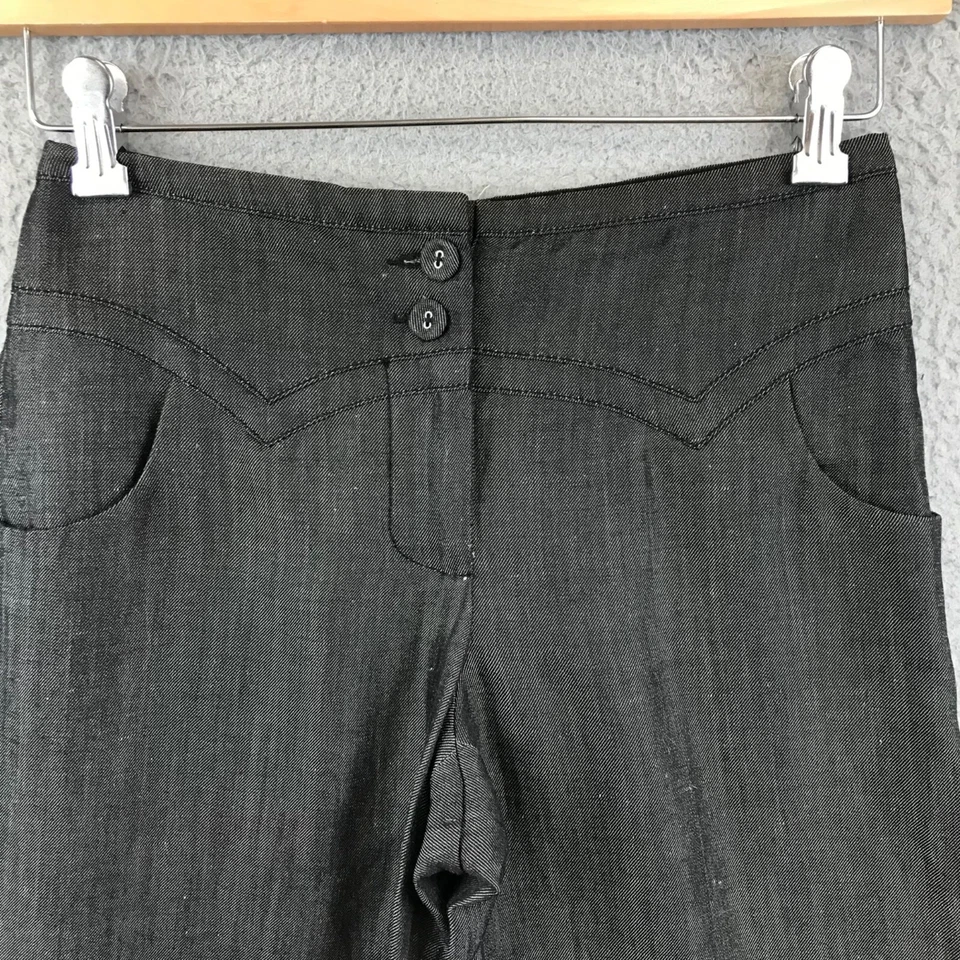 Pantalones Anthropologie Elevenses Mezcla de Lana de Lino Cintura Alta Pierna Ancha Talla 0 Foto 3 de 4