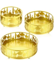 3Pcs Ramadan Serving Trays Eid Mubarak Metal Crazy Night Islam Multi-purpose Use