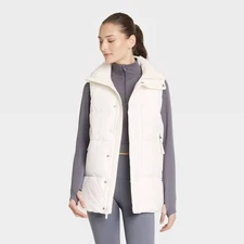 All In Motion Women's Long Puffer Vest Sleeveless Jacket Length
