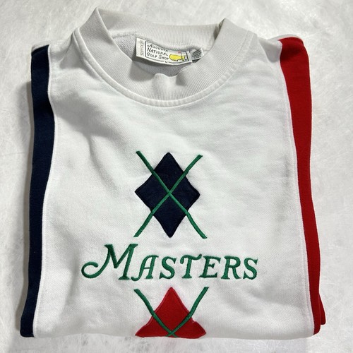 VINTAGE Rare Masters Augusta Sweatshirt L Crew Neck Pullover Argyle Logo Mens - Picture 2 of 7