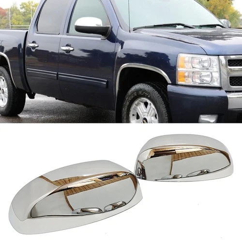 Chrome Side Half Mirror Covers Add-on Style Fit Chevy Silverado 2007 2008-2013