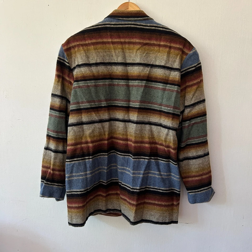 Blazer Niki Taylor Southwest para mujer grandes bolsillos a rayas botones hecho en EE. UU. Foto 4 de 4