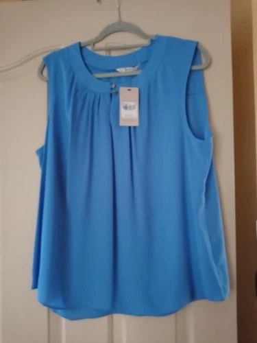 Tu Sleeveless Blouse Cornflour Blue Size 20 BNWT's.