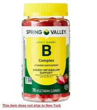 Spring Valley Vitamin B Complex Vegetarian Gummies Strawberry Flavor 70 Count