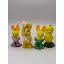 Vintage Gurley Easter Bunny & Chick Candles Lot of 4 – 3" Figural Wax