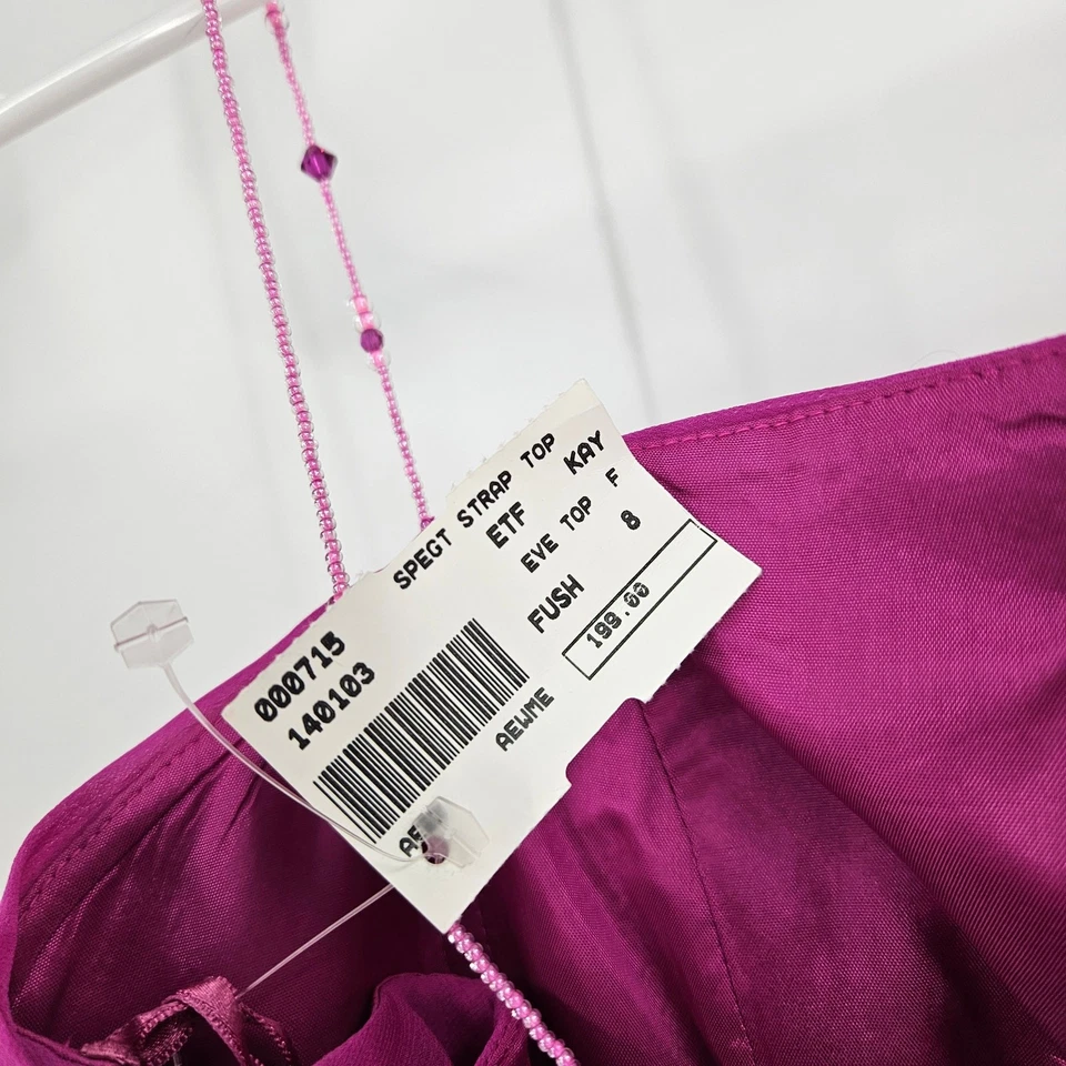 Camiseta corta Kay Unger rosa seda satinada plisada cami sin mangas y2k sin mangas nueva con etiquetas talla 8 Foto 3 de 4