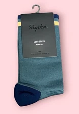 Rapha Men’s Cycling Logo Socks (Blue/Green) ~~ NWT