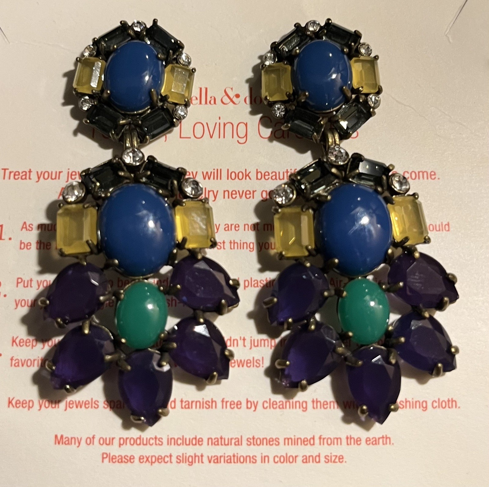 Stella & Dot Statement Dangle Pierced Earrings Mu… - image 2